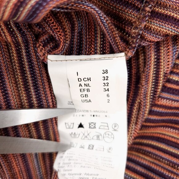 M MISSONI Knit Top Striped Pullover Drawstring Cotton Blend Made in ITALY Size 2 - Picture 5 of 7